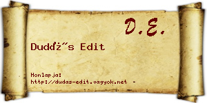 Dudás Edit névjegykártya
